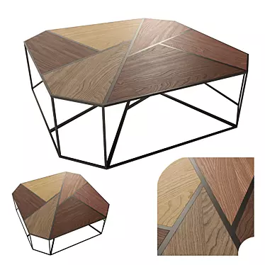 Metal and Wood Coffee Table 3D model image 1 