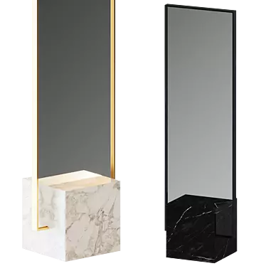 Marble Cube Brass Mirror Stand 3D model image 1 