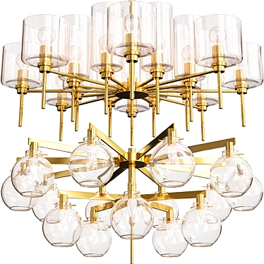 Elegant Globe Pendant Chandelier Set 3D model image 1 