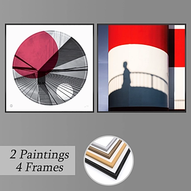 Modern Wall Paintings Set 3D model image 1 