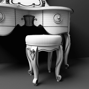 Elegant Oak Dressing Table with Stool 3D model image 1 