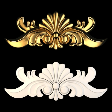 Gold-Gypsum Decorative Ornaments 3D model image 1 