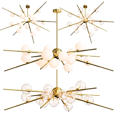 Cherry Bomb Gold Chandelier - Elegant 16-Ball Lighting 3D model image 1 