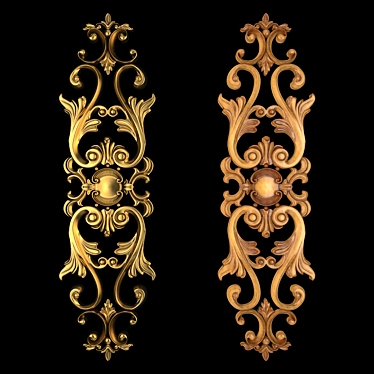 Elegant Gold and Wood Decor. 3D model image 1 