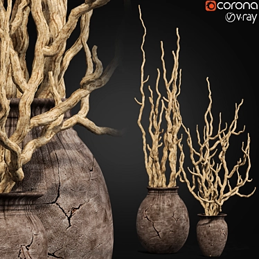 Elegant Dry Branch Decoration 3D model image 1 