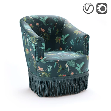 Vintage Velour Armchair: Ramona 3D model image 1 