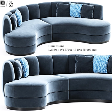Sophia Curved Sofa: Modern Elegance for Your Space 3D model image 1 