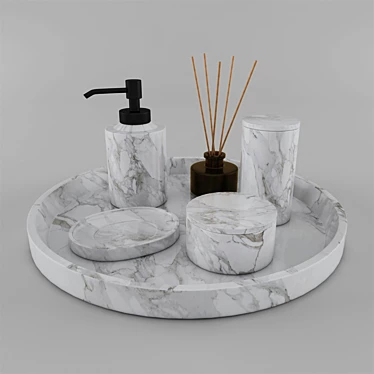 Elegant Marble Bathroom Set 3D model image 1 