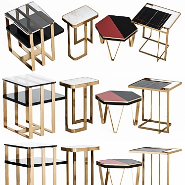 Elegant Mariori Side Tables Set 3D model image 1 