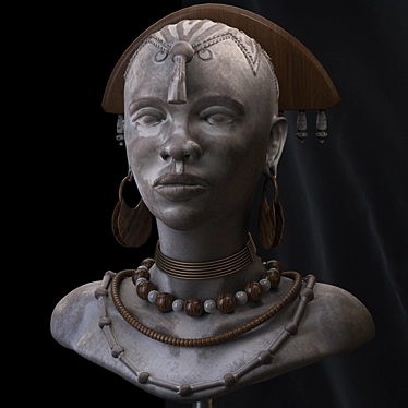 Authentic African Woman Sculpture 3D model image 1 