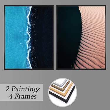 Artistic Set: 2 Paintings + 4 Frames (No 1412) 3D model image 1 