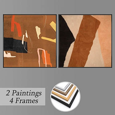 Elegant Wall Art Set with Frame Options 3D model image 1 