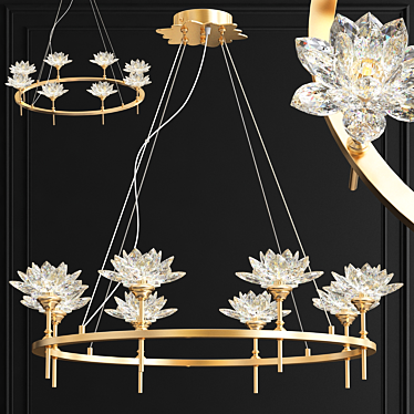Crystal Lotus Flower Chandelier 3D model image 1 