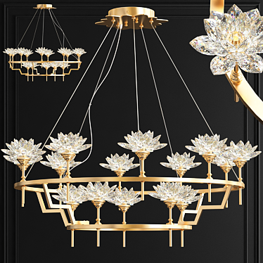 Lotus Flower Crystal Chandelier 3D model image 1 