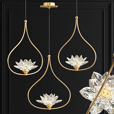 Lotus Flower Crystal Pendant Lamp 3D model image 1 
