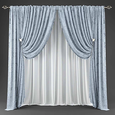 Sleek Velvet Drapes: Luxurious and Versatile 3D model image 1 