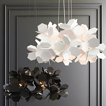 Designer Hydrangea Lamp: 60cm Diameter, 150cm Height 3D model image 1 