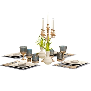 Modern 3-Piece Table Set 3D model image 1 