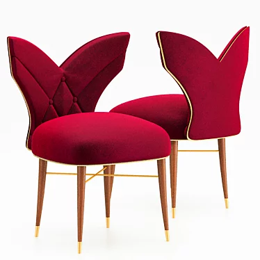 Elegant Luna Red Velvet Chair 3D model image 1 