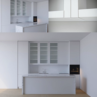 Modern-sized Detailed Kitchen 3D model image 1 