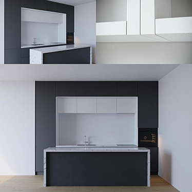 Elegant Modern Kitchen Set 3D model image 1 