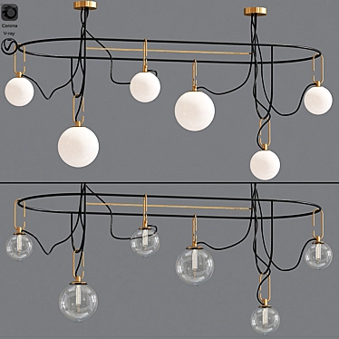 Modern Elliptic Pendant Lamp Set 3D model image 1 