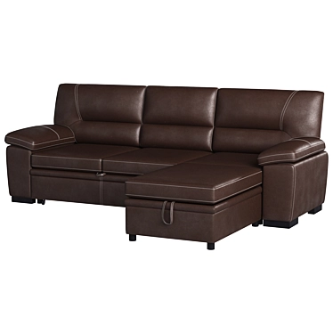 Title: Luxurious Brown Leather Sectional 3D model image 1 