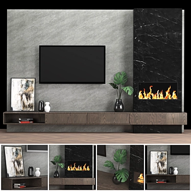 Modular TV Wall: High-Quality Textures & Models 3D model image 1 
