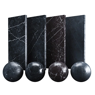 Marble Black Nero Marquina: High-Quality PBR Textures 3D model image 1 