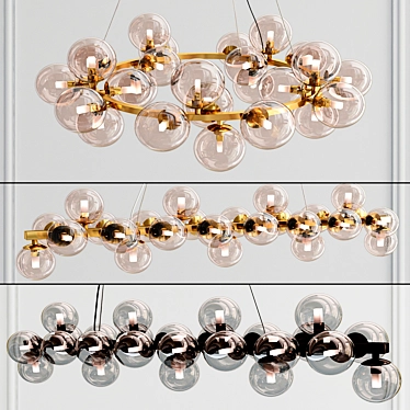 Elegant Gold Glass Pendant Light Set 3D model image 1 