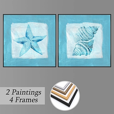 3D Wall Paintings Set - Frame Variants Included 3D model image 1 