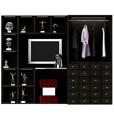 Stylish 3D Wardrobe 3D model image 1 