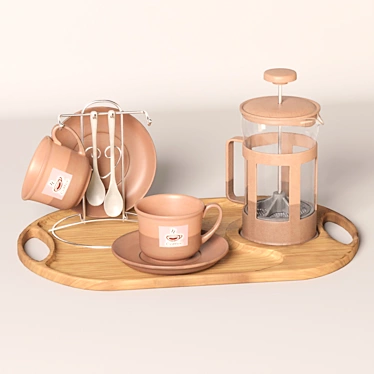 Elegant Brown Coffee Set - Vray & Corona Compatible 3D model image 1 