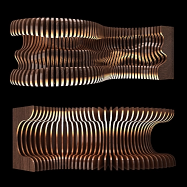 Elegant Curved Wooden Walls 3D model image 1 