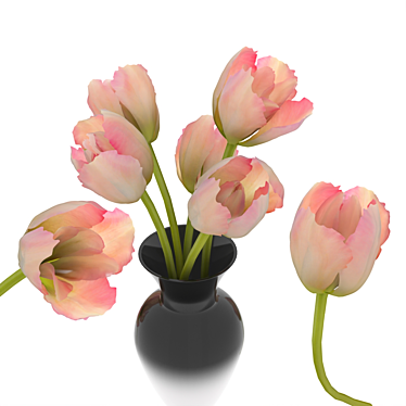 Elegant 5-Tulip Ceramic Vase 3D model image 1 