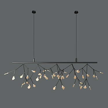 Modern Black Petal LED Chandelier 3D model image 1 