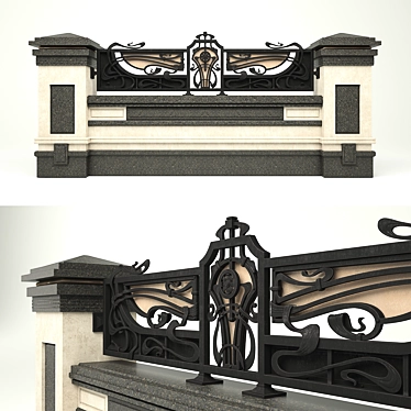 Copper Accents: Forged Fence Module 3D model image 1 
