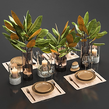 Magnolia Leaf Table Setting 3D model image 1 