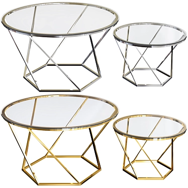 Modern Glass Nesting Coffee Tables 3D model image 1 