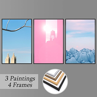 Modern Wall Paintings Set 1457 3D model image 1 