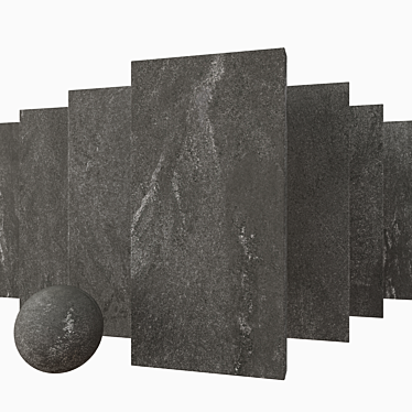 Stylish Black Stone Tile Set 3D model image 1 