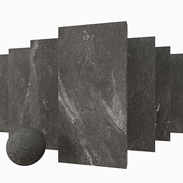 Tierra Black Stone Set Tiles 3D model image 1 
