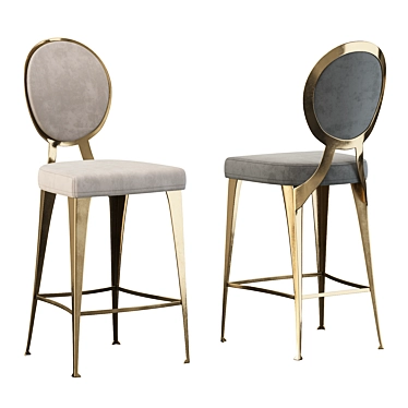 Modern Steel Barstool with Exposed Backrest 3D model image 1 