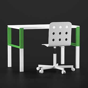 Pol Yules Ikea - White Writing Desk & Kids Chair Set 3D model image 1 