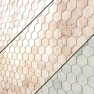 Elegant Honed Marble Hexagon Mosaic 3D model image 1 