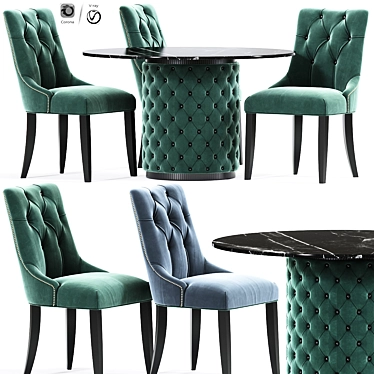 Luxury Chesterfield Dining Set 3D model image 1 