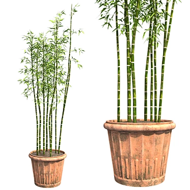 Natural Bamboo Cluster Pot | Eco-Friendly Indoor Plant Holder 3D model image 1 