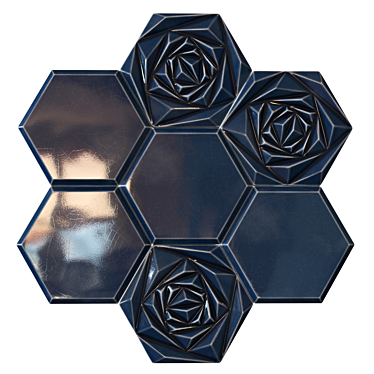 Floral Hexagon Tile: Customize Colors, Deep Blue or Nude 3D model image 1 