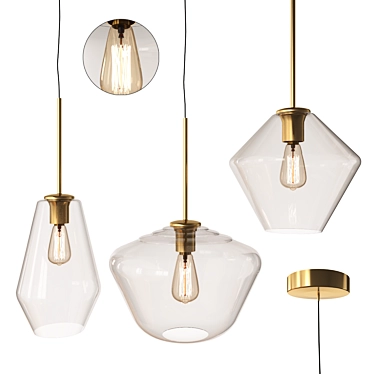 Modern Glass Pendant Lights 3D model image 1 