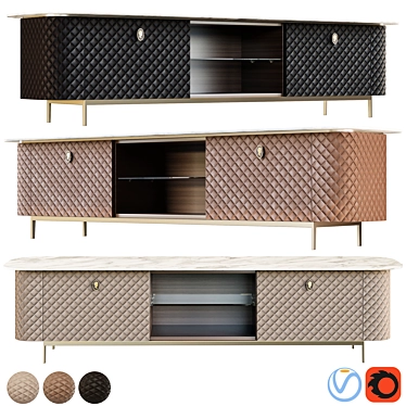 Penelope Leather and Fabric TV Cabinet 3D model image 1 
